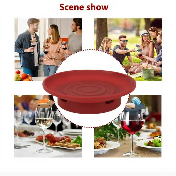 Silicone Wine Glass Cover Charcuterie Board Topper Appetizer Plates Snack Tray Red