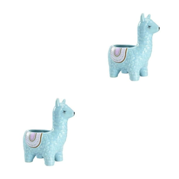 Ounissouiy Macetas para plantas - Ligeras y portátiles Espacios pequeños Macetas suculentas Macetas Maceta de cerámica Alpaca azul cielo Alpaca azul cielo 2Conjunto