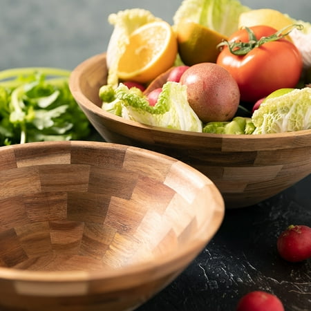 

XINAN2pcs Acacia Round Bowls Wood Serving Bowl For Fruits Or Salads Cereal Or Pasta Kitchen Supplies