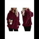 thumbnail image 3 of Sudadera con Capucha Extragrande para Mujer con Bolsillos, Sudadera de Forro Afelpado, Chaqueta A Cuadros, Abrigo. Vino Tinto XXL, 3 of 6