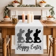 thumbnail image 2 of Table Runner 36 Inches Long for Kitchen Dining, Happy Easter Rabbits Dresser Scarf Farmhouse, Dining Table Decorations for Wedding/Parties, Black Plaid Polka Dots Rabbits Spring 13 x 36 In, 2 of 8