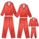 thumbnail image 1 of Inspire Chic Navidad Satén Manga Larga Botón Abajo Tops con Pantalones Estampado de Árbol Fiesta Familiar Conjuntos de Pijamas [Niños y Niñas] S Rojo, 1 of 4