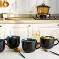 thumbnail image 4 of AmorArc 24 oz Soup Mugs with Handles, Jumbo Ceramic Bowls Mugs Set with handles for Coffee Cereal Cappuccino Snacks, Microwave&Dishwasher safe Soup Cups for Meal-Blue, 4 of 8