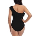 thumbnail image 5 of Gaeub Black Women's One Shoulder Ruffle Tummy Control Swimwear for Swimming Surfing Beach Party - Large, 5 of 8