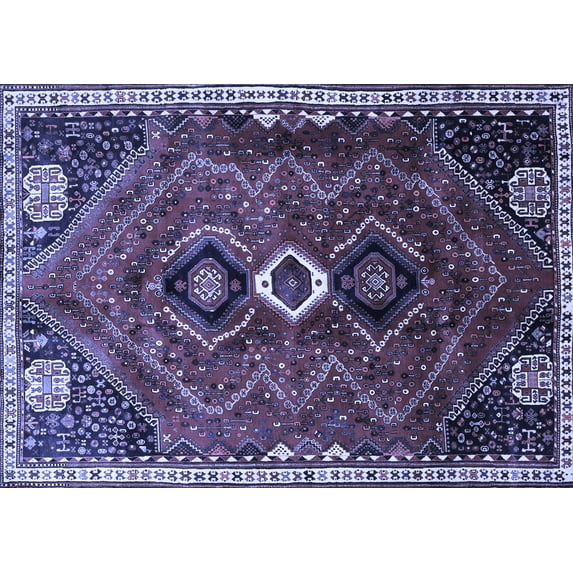 Ahgly Company Machine Washable Indoor Rectangle Persian Blue Traditional Area Rugs, 5' x 7'