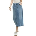 thumbnail image 4 of Denim Skirt for Women Elastic Waist Split Back Pockets Maxi Length Long Jean Skirts M Sky Blue, 4 of 6
