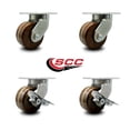 thumbnail image 2 of 6 Inch Heavy Duty High Temp Phenolic Swivel Caster Set with 2 Brakes Set of 4, 2 of 2