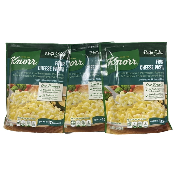Knorr Pasta Sides For Delicious Quick Pasta Side Dishes Four Cheese Pasta No Artificial Flavors, No Preservatives, No Added Msg 4.1 oz, Pack of 3