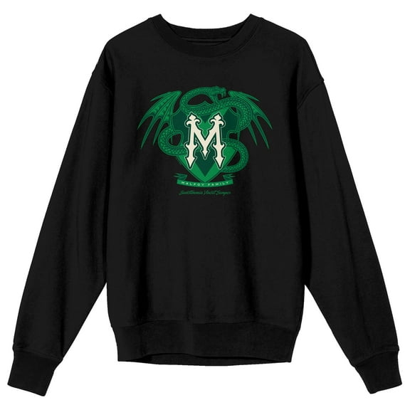 Harry Potter M Snake Symbol Crew Neck Long Sleeve Adult Black Sweatshirt-Medium