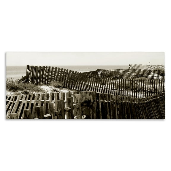 Stupell Industries Winding Beach Fence Landscape & Nature Photography Wrapped Canvas Art Print Wall Art, 24 x 10