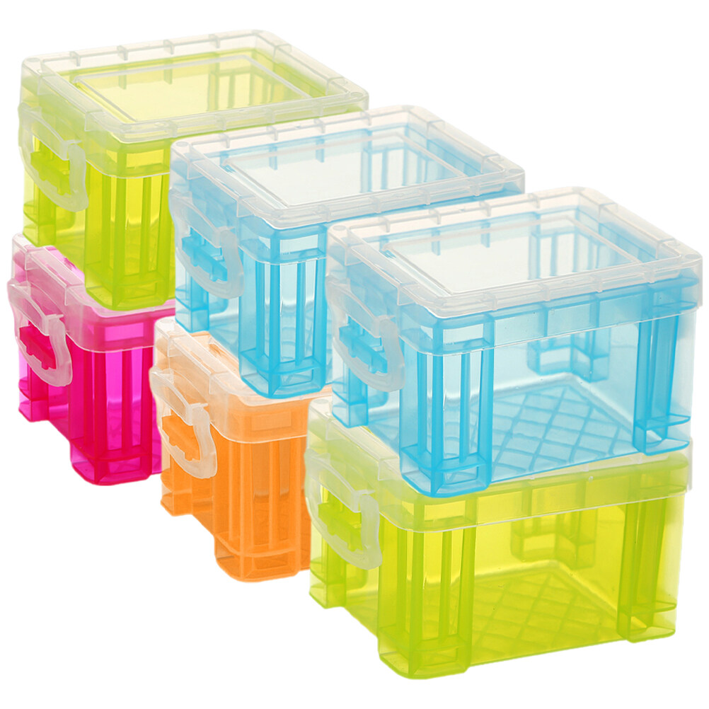 6Pcs Small Plastic Storage Box with Lid Small Storage Bin Box Sundries  Storage Box