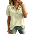 thumbnail image 2 of TGSLY Women's Work Golf Shirts Soft Breathable Collared Short Sleeve Tops Relaxed Dressy Casual Half Button Down Solid Color Blouses L, 2 of 7