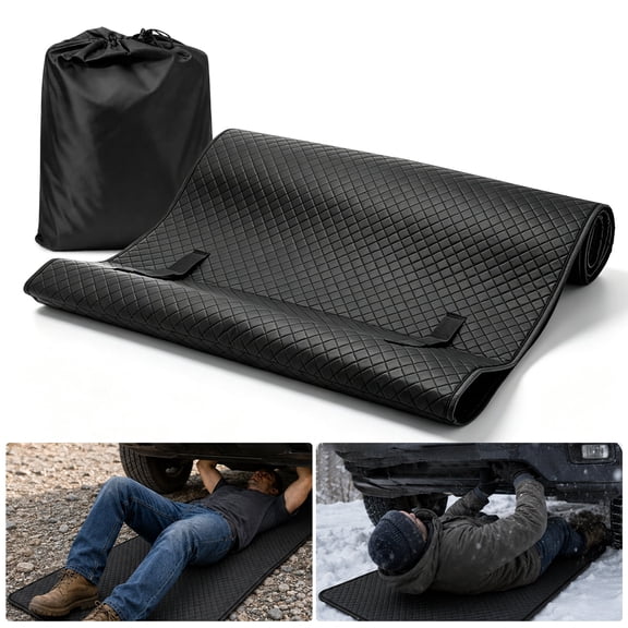Rolling Creeper Mat, 60"x28" Low Ground Clearance Under Car Mechanic Pad with Storage Bag, Portable 3-Layer Auto Repair Roller Mat for All Vehicles & Terrains, Ground Work Maintenance Tool, Black