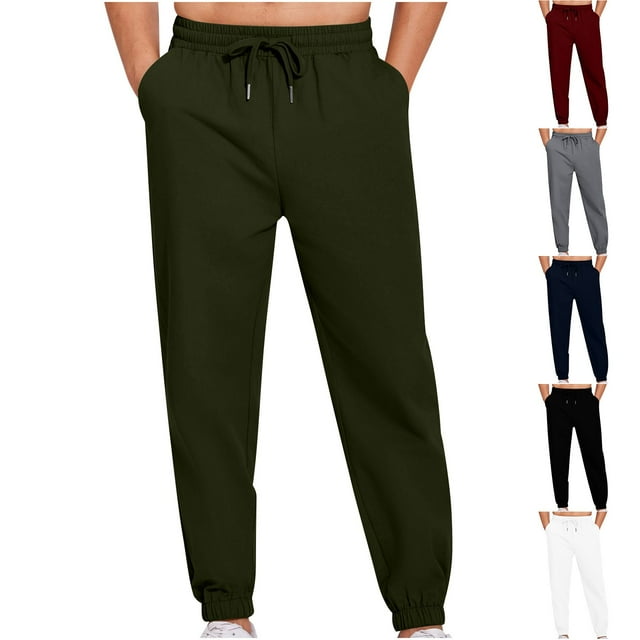 Styesk Pantalon Homme Couleur Unie Décontracté à Cordon Longueur Complète