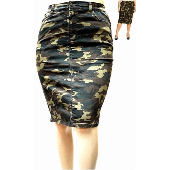 Jack David Womens Plus Size Camo Casual Twill Cotton Skirt