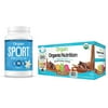 Orgain - Organic Sport Vegan, Gluten Free, Dairy Free Protein Powder - Vanilla (2.01 LB) + Nutrition Shake - Chocolate (11oz, 12 Pack)