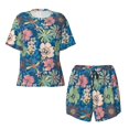 thumbnail image 4 of Kdxio Colorful Flowers Print Pajamas Sets for Women Short-Sleeved Pjs with Lounge Shorts Two Piece Sleepwear S-4XL, 4 of 9