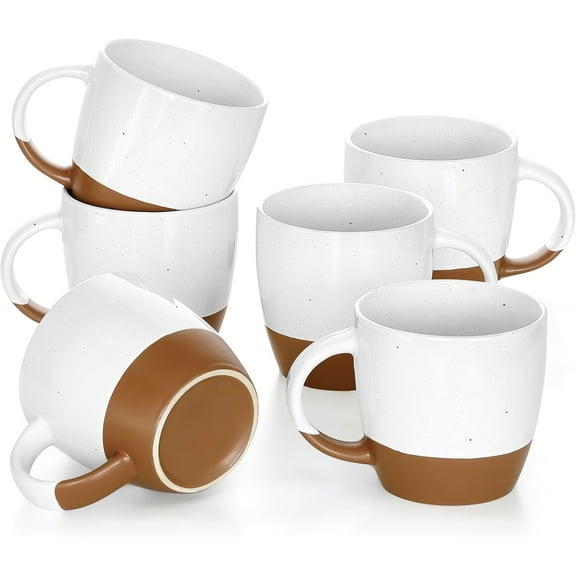 Color Ceramic Coffee Mugs Set of 6 (Large),18 oz Coffee Cups with Handle, Latte Mug, Big Mug for Women, Men, Great for Tea Hot Chocolate, Microwave Safe, Modern, Unique Style for Any Kitchen