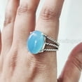 thumbnail image 6 of Natural Blue Chalcedony Ring, Blue Chalcedony Gemstone Ring, 3 Twisted Bohemian Band, 925 Sterling Silver, Womens Ring, Christmas, Thanksgiving, Handmade, Statement Jewelry, Natural Gemstone Ring, 6 of 7