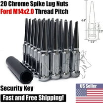 20 Chrome 14X2 Spline Spike Lug Nuts 4.4" For 5x135 Ford F-150 Expedition 14X2.0