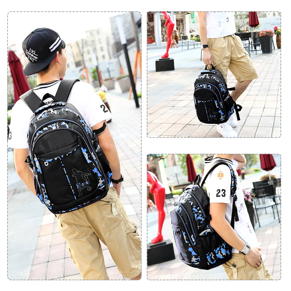 Forestfish Camo Green Backpack Set for Teen with Lunch Bag and Pencil Case Water Resistant Lightweight Large Bookbag