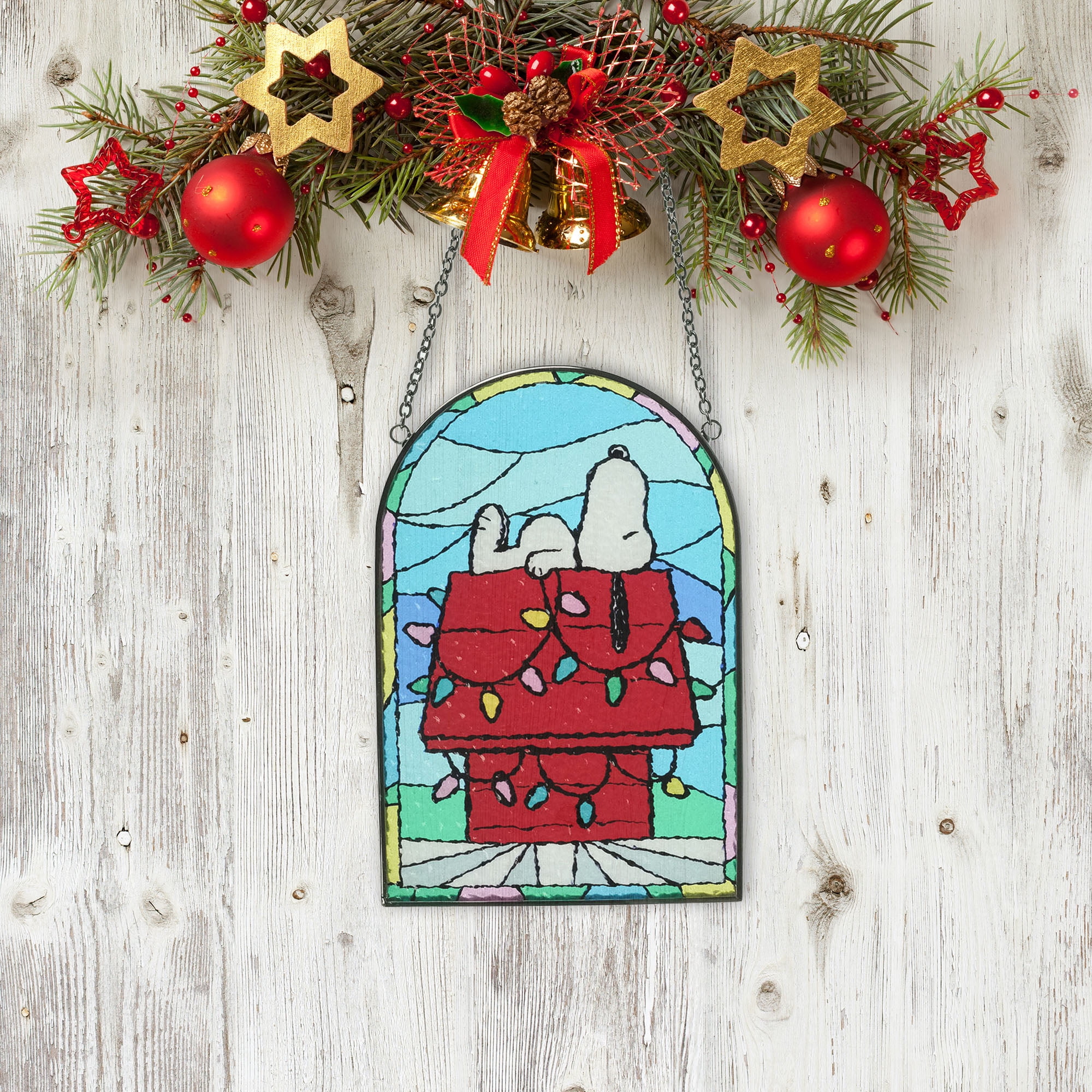 Peanuts Snoopy Mini Stained Glass Christmas Ornament – Holiday Hanging Accent