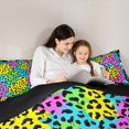 thumbnail image 4 of Castle Fairy Gothic Neon Abstract Skull Full Size Bedding Sets 7 Pieces,Vibrant Leopard Print Full Size Bed in a Bag,Blue Purple Green Lime,Black Reversible, 4 of 7