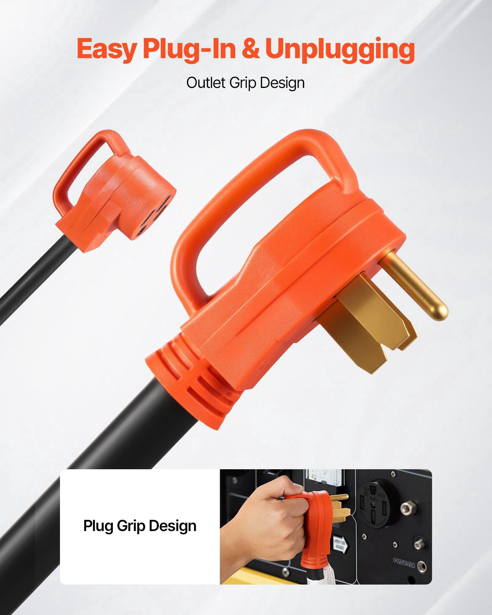 50 Amp NEMA 14-50 Y Splitter Adapter Cord 240V 4 Prong for RV EV Heavy Duty 6/3+8/1 STW Wire Outdoor Power Extension Cord with Grip Handle Dual 14-50R Outlets