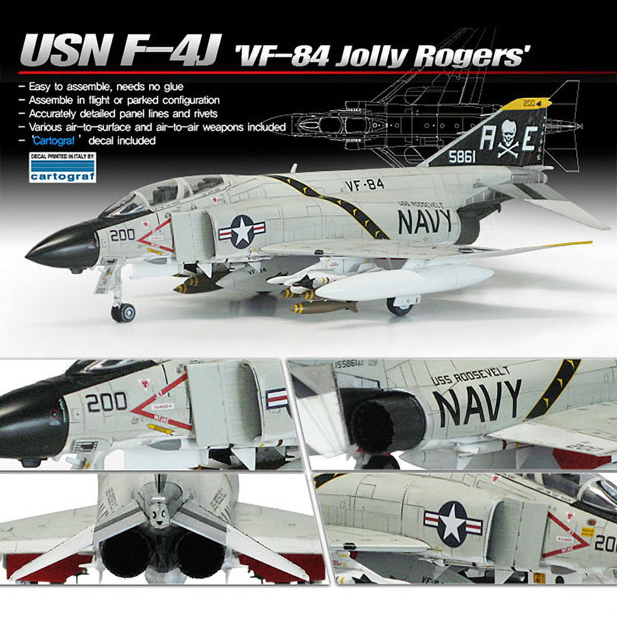 Academy 12529 F-4J Phantom II VF-84 1/72 Scale Plastic Model Kit