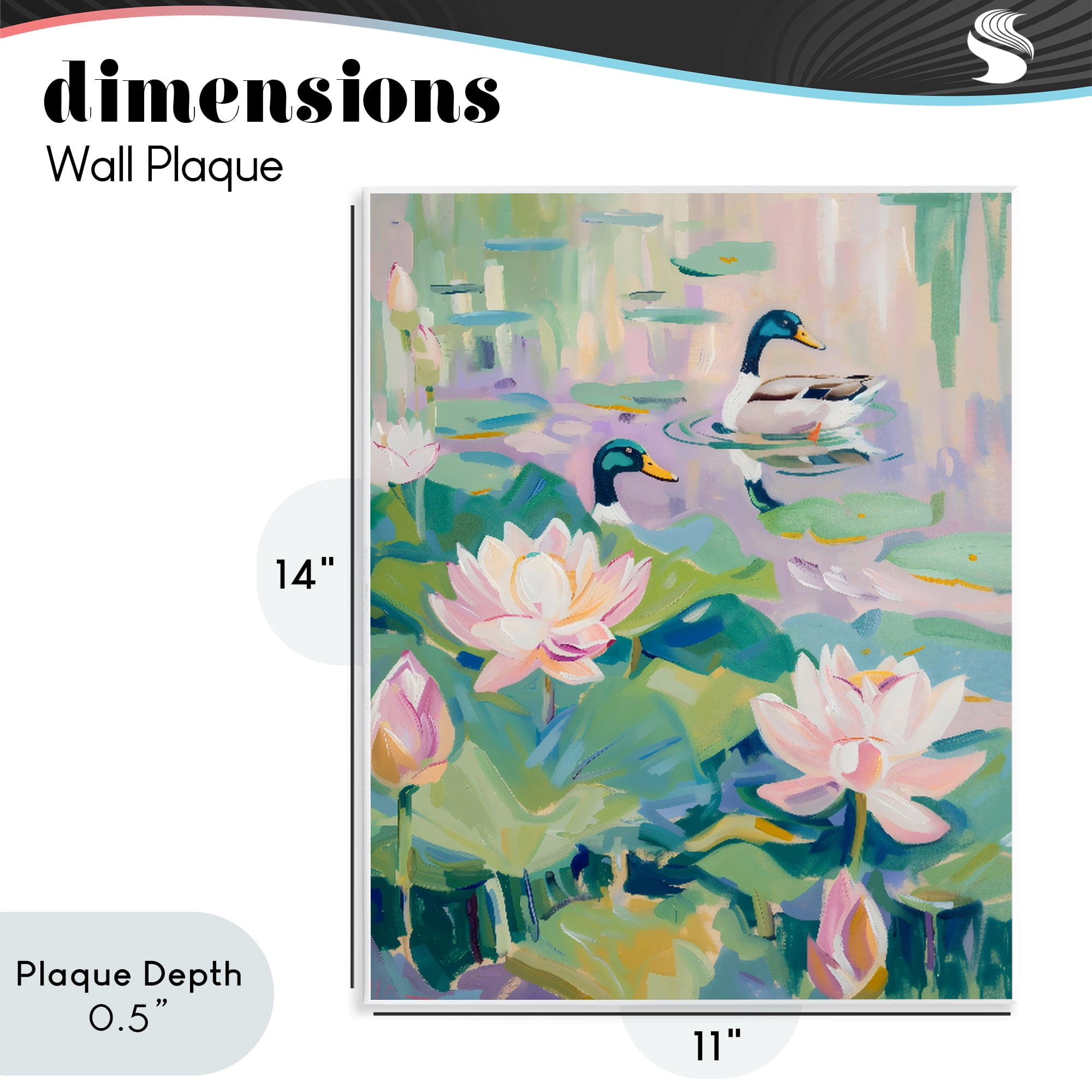 Stupell Industries Duck Pond with Lotus Flowers Wall Plaque Art, design by The Prints Vibe