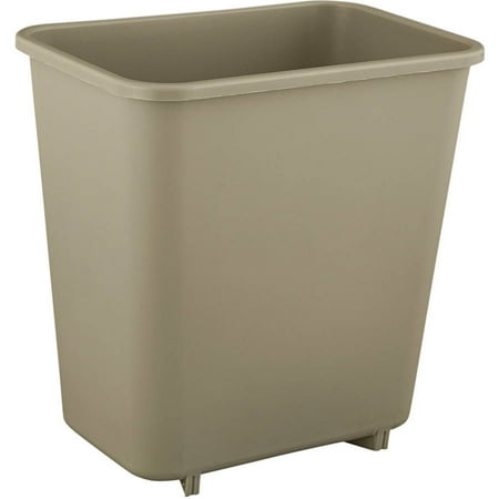 Rubbermaid Commercial Deskside 2 Gallon Plastic Wastebasket, Beige