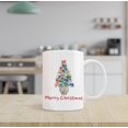 thumbnail image 3 of Coquette Bow Chinoiserie Christmas Tree Mug, Preppy Christmas Porcelain Coffee Cup Ceramic, Grandmillennial Xmas Colorful Bow Ceramic Coffee Tea Mug 11 oz, 3 of 5