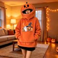 thumbnail image 2 of HomeDM Womens Halloween Pumpkin Hoodie Long Sleeve Orange Novelty Sweatshirts for Party Holiday Outfit, 2 of 5
