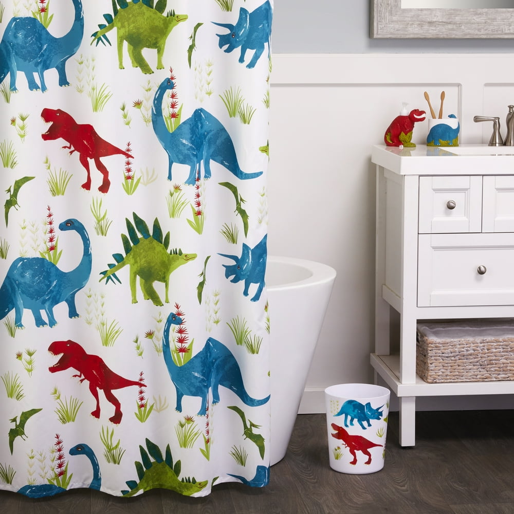 Your Zone Dinosaur Fabric Shower Curtain