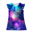thumbnail image 4 of Hrsba Kids Summer Dress,Casual Sleeveless Dress for Girls,Toddler Girls Dress Summer Ruffle Sleeve Starlit Sky Printed Sundress Outfit For Kids 4-14T, 4 of 5