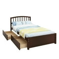 thumbnail image 4 of UHOMEPRO Wood Twin Size Platform Bed with 2 Storage Drawers, Pine Wood Bed with Headboard, Modern Twin Size Bed Frame with Wood Slats Support, No Box Spring Needed, Espresso, 4 of 9