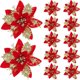 thumbnail image 2 of Flores artificiales de Navidad con purpurina, decoración para árbol de Navidad, adornos para Año Nuevo, flores falsas de Navidad, 2 of 5