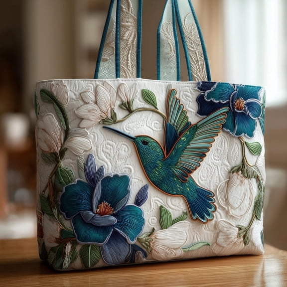 Hummingbird Quilted Tote Bag