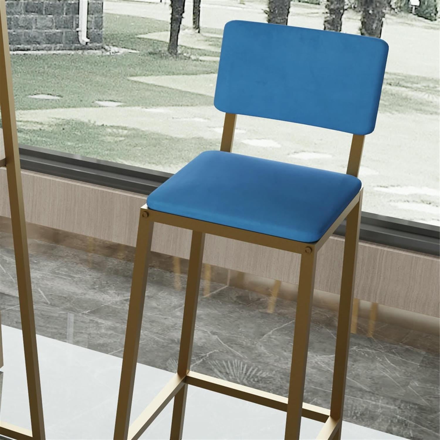 Demi Bonn 3-Piece Dining Table Set with 2 Upholstered Chairs and Storage, Kitchen Bar Table Furniture Sets for Dining Room, Apartment, Blue