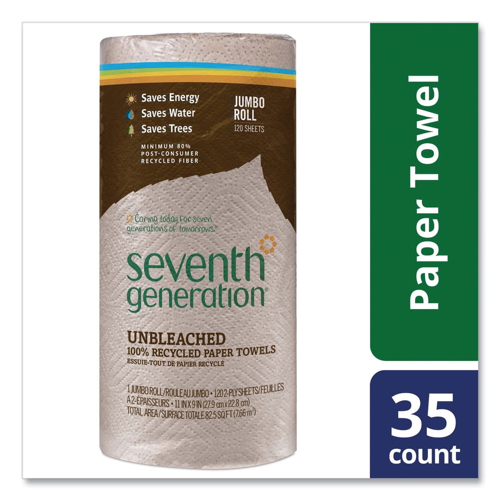 Seventh Generation Paper Towels 100% Recycled Paper, Unbleached 120 Sheets 