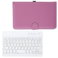 thumbnail image 2 of Teclado de 7 pulgadas para Bluetooth 3.0 con funda de cuero PU para teléfonos con pantalla de 4,5 a 6,8 pulgadas, color morado, 2 of 5