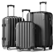 Zimtown 3 Piece Nested Spinner Suitcase Luggage Set With TSA Lock Dark Gray