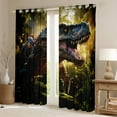 thumbnail image 2 of 3D Dinosaur Curtains & Drapes ,Animal Jungle Curtains 30%-50% Blackout Dinosaur Living Room Decor,Plant Leaf Tropical Curtains Dino Window Curtain 2 Panels 42"Wx84"L, 2 of 6