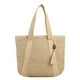 thumbnail image 1 of Bolsa de playa tejida de gran capacidad hecha a mano verde para mujer,Beige, 1 of 2
