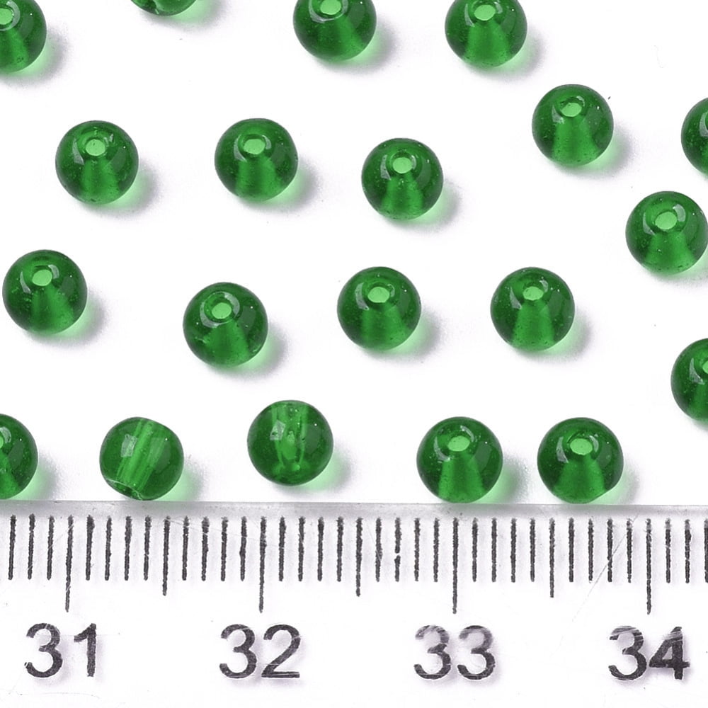 1 bag Transparent Glass Beads Round Green 4x3mm Hole: 1mm 4500pcs/bag