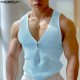 thumbnail image 2 of INCERUN Tops 2024 estilo coreano para hombre, chalecos de diseño de cuello en V de malla hueca, ropa de calle informal de verano, camisetas sin mangas con cremallera, tallas S-5XL, 2 of 5