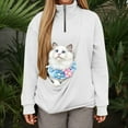 thumbnail image 2 of Glisme Sweatshirt For Women Hoodies With Cat Bag Plus Size Cat Dog Carrier Long Sleeve Sweatshirt Cute Pet Holder Hoodie Versatile Top Daily Wear White, 2 of 9