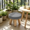 thumbnail image 5 of Topukaiba Round Stool Backless Counter Height Stool Solid Wood Legs Upholstered Seat Vanity Stool for Living Room Bedroom Makeup Desk Entryway Kids Stool, 10.6"x6.7", Gray, 5 of 6
