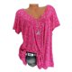 thumbnail image 4 of Camiseta de mujer con cuello en V, manga corta, camiseta de verano informal estampada, rojo, S Scienceny AP001653-17, 4 of 5