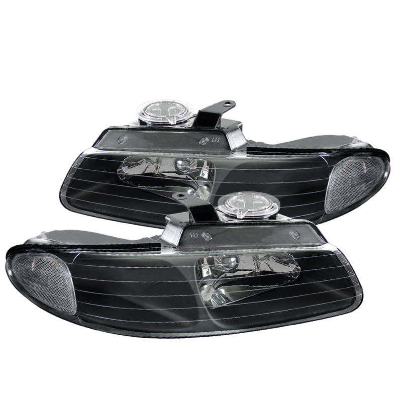 96-00 Dodge Caravan Chrysler Town /& Country Black Euro Headlight+Amber Reflector